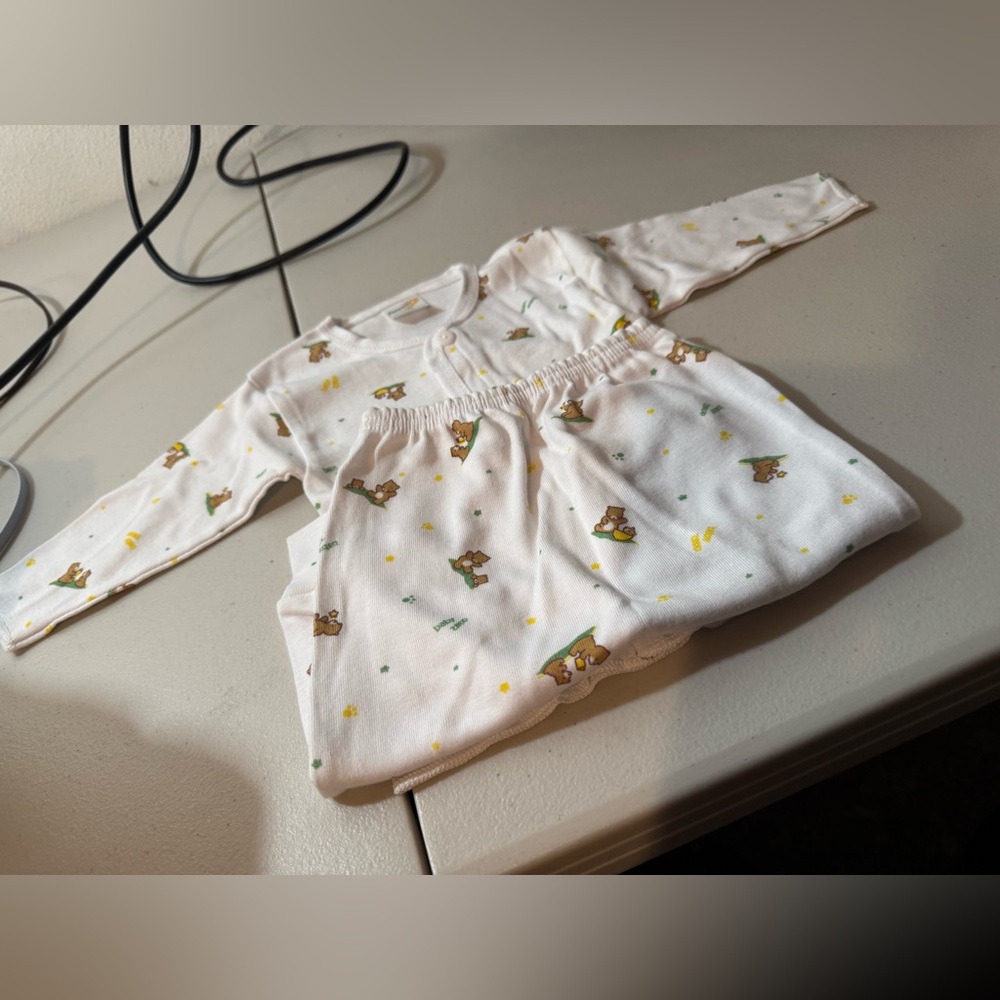 Charming White Bear Print Kids Pajama Set